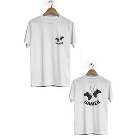 Hero Tasarım BLL1728 Beyaz Gamer Ön Arka Baskılı Bisiklet Yaka Kısa Kollu Erkek T-shirt