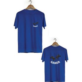Hero Tasarım BLL1728 Lacivert Gamer Ön Arka Baskılı Bisiklet Yaka Kısa Kollu Erkek T-shirt