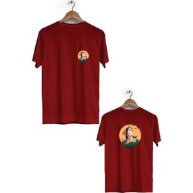 Hero Tasarım BLL173 Bordo Leyla ile Mecnun Ön Arka Baskılı Bisiklet Yaka Erkek T-shirt