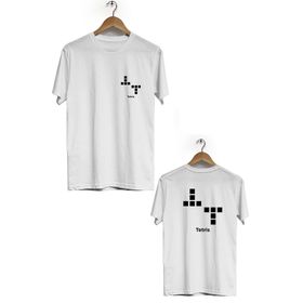Hero Tasarım BLL1734 Beyaz Tetris Ön Arka Baskılı Erkek T-shirt