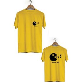 Hero Tasarım BLL1736 Sarı Game Toy Ön Arka Baskılı Bisiklet Yaka Kısa Kollu Erkek T-shirt