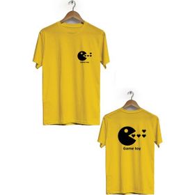 Hero Tasarım BLL1736 Sarı Game Toy Ön Arka Baskılı Bisiklet Yaka Kısa Kollu Erkek T-shirt