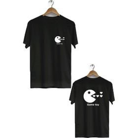 Hero Tasarım BLL1736 Siyah Game Toy Ön Arka Baskılı Bisiklet Yaka Kısa Kollu Erkek T-shirt