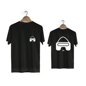 Hero Tasarım BLL1737 Siyah VR Ön Arka Baskılı Erkek T-shirt