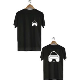 Hero Tasarım BLL1737 Siyah VR Ön Arka Baskılı Erkek T-shirt
