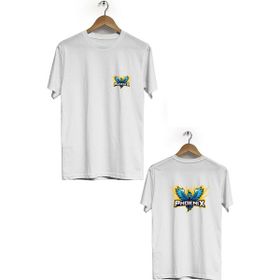 Hero Tasarım BLL1744 Beyaz Phoenix Ön Arka Baskılı Erkek T-shirt