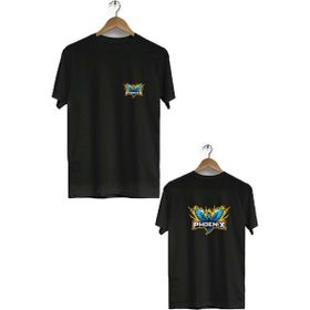 Hero Tasarım BLL1744 Siyah Phoenix Ön Arka Baskılı Erkek T-shirt