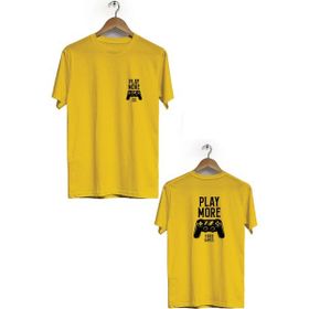 Hero Tasarım BLL1749 Sarı Play More Ön Arka Baskılı Erkek T-shirt