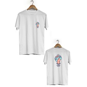 Hero Tasarım BLL1750 Beyaz Game Life Ön Arka Baskılı Bisiklet Yaka Kısa Kollu Erkek T-shirt