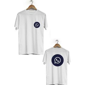 Hero Tasarım BLL1756 Beyaz Whatsapp Ön Arka Baskılı Erkek T-shirt