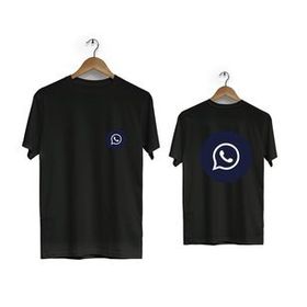 Hero Tasarım BLL1756 Siyah Whatsapp Ön Arka Baskılı Erkek T-shirt