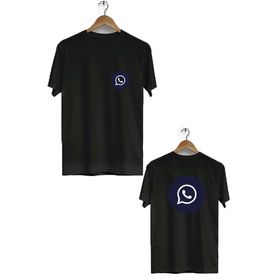 Hero Tasarım BLL1756 Siyah Whatsapp Ön Arka Baskılı Erkek T-shirt