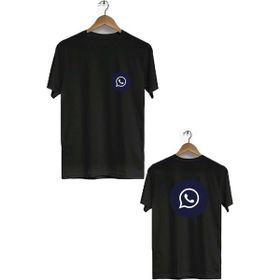 Hero Tasarım BLL1756 Siyah Whatsapp Ön Arka Baskılı Erkek T-shirt