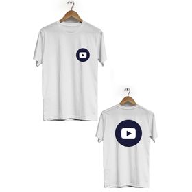 Hero Tasarım BLL1757 Beyaz YouTube Ön Arka Baskılı Erkek T-shirt