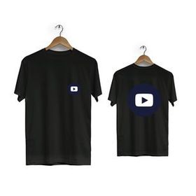 Hero Tasarım BLL1757 Siyah YouTube Ön Arka Baskılı Erkek T-shirt