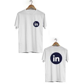 Hero Tasarım BLL1758 Beyaz Linkedın Ön Arka Baskılı Bisiklet Yaka Kısa Kollu Erkek T-shirt