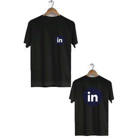 Hero Tasarım BLL1758 Siyah Linkedın Ön Arka Baskılı Erkek T-shirt