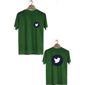 Hero Tasarım BLL1759 Haki Twitter Ön Arka Baskılı Erkek T-shirt