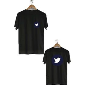Hero Tasarım BLL1759 Siyah Twitter Ön Arka Baskılı Erkek T-shirt
