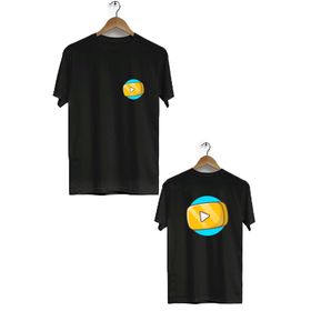 Hero Tasarım BLL1774 Siyah Youtube Ön Arka Erkek T-shirt
