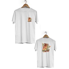 Hero Tasarım BLL1783 Beyaz Video Games Ön Arka Baskılı Erkek T-shirt