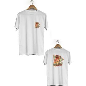 Hero Tasarım BLL1783 Beyaz Video Games Ön Arka Baskılı Erkek T-shirt