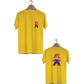 Hero Tasarım BLL1790 Sarı Super Mario Luis Ön Arka Baskılı Erkek T-shirt