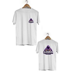 Hero Tasarım BLL1795 Beyaz Gamer Esports Ön Arka Baskılı Bisiklet Yaka Kısa Kollu Erkek T-shirt