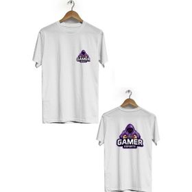 Hero Tasarım BLL1795 Beyaz Gamer Esports Ön Arka Baskılı Bisiklet Yaka Kısa Kollu Erkek T-shirt