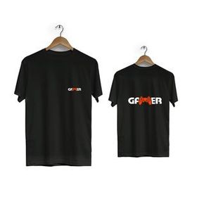Hero Tasarım BLL1796 Siyah Gamer Ön Arka Baskılı Bisiklet Yaka Kısa Kollu Erkek T-shirt