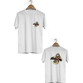 Hero Tasarım BLL1810 Beyaz Soldier Ön Arka Baskılı Bisiklet Yaka Erkek T-shirt