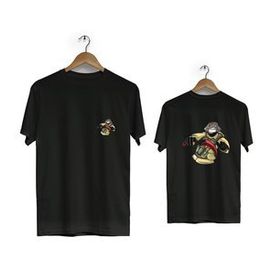 Hero Tasarım BLL1810 Siyah Soldier Ön Arka Baskılı Bisiklet Yaka Erkek T-shirt