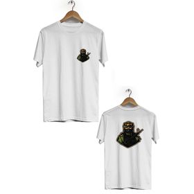 Hero Tasarım BLL1813 Beyaz Game Soldier Ön Arka Baskılı Bisiklet Yaka Kısa Kollu Erkek T-shirt