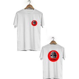 Hero Tasarım BLL1815 Beyaz Pubg Ön Arka Baskılı Bisiklet Yaka Erkek T-shirt
