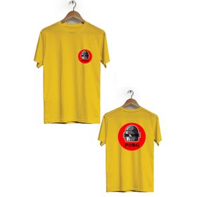 Hero Tasarım BLL1815 Sarı Pubg Ön Arka Baskılı Bisiklet Yaka Erkek T-shirt