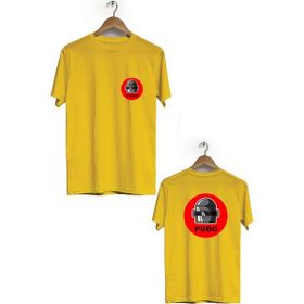 Hero Tasarım BLL1815 Sarı Pubg Ön Arka Baskılı Bisiklet Yaka Erkek T-shirt