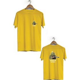 Hero Tasarım BLL1817 Sarı Sniper King Ön Arka Baskılı Erkek T-shirt