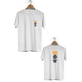 Hero Tasarım BLL1819 Beyaz Pubg Ön Arka Baskılı Bisiklet Yaka Erkek T-shirt
