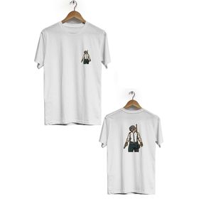 Hero Tasarım BLL1822 Beyaz Pubg Ön Arka Baskılı Bisiklet Yaka Erkek T-shirt