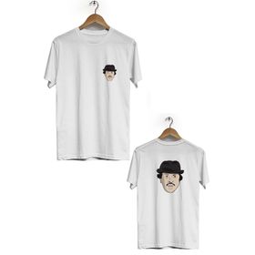 Hero Tasarım BLL183 Beyaz Metin Akpınar Ön Arka Baskılı Bisiklet Yaka Erkek T-shirt
