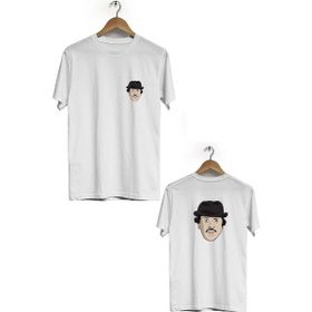 Hero Tasarım BLL183 Beyaz Metin Akpınar Ön Arka Baskılı Bisiklet Yaka Erkek T-shirt