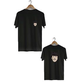 Hero Tasarım BLL183 Siyah Metin Akpınar Ön Arka Baskılı Bisiklet Yaka Kısa Kollu Erkek T-shirt