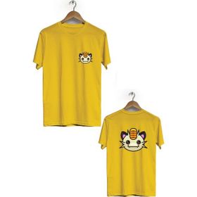 Hero Tasarım BLL1831 Sarı Pikaçu Ön Arka Baskılı Bisiklet Yaka Erkek T-shirt