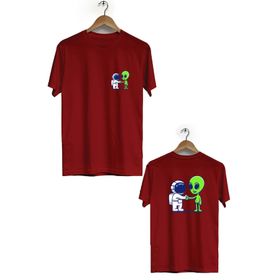Hero Tasarım BLL1834 Bordo Uzay Dondurması Ön Arka Baskılı Erkek T-shirt