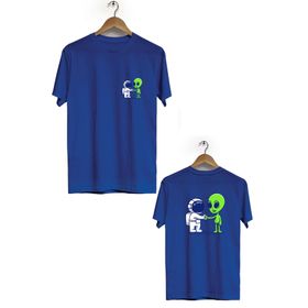 Hero Tasarım BLL1834 Lacivert Uzay Dondurması Ön Arka Baskılı Erkek T-shirt