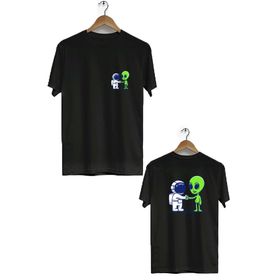 Hero Tasarım BLL1834 Siyah Uzay Dondurması Ön Arka Baskılı Erkek T-shirt