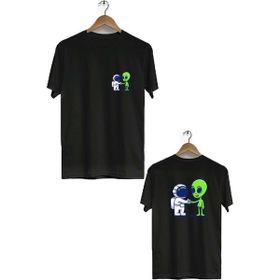 Hero Tasarım BLL1834 Siyah Uzay Dondurması Ön Arka Baskılı Erkek T-shirt