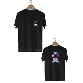 Hero Tasarım BLL1837 Siyah Space Gamer Ön Arka Baskılı Erkek T-shirt