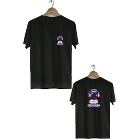 Hero Tasarım BLL1837 Siyah Space Gamer Ön Arka Baskılı Erkek T-shirt