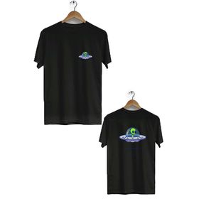 Hero Tasarım BLL1844 Siyah Uzaylı Ön Arka Baskılı Erkek T-shirt